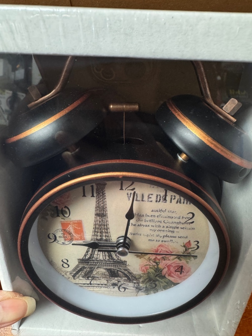 Paris Eiffel Tower Alarm Clock Vintage Retro Twin Bell Loud Alarm Desk Decor - Picture 3 of 4